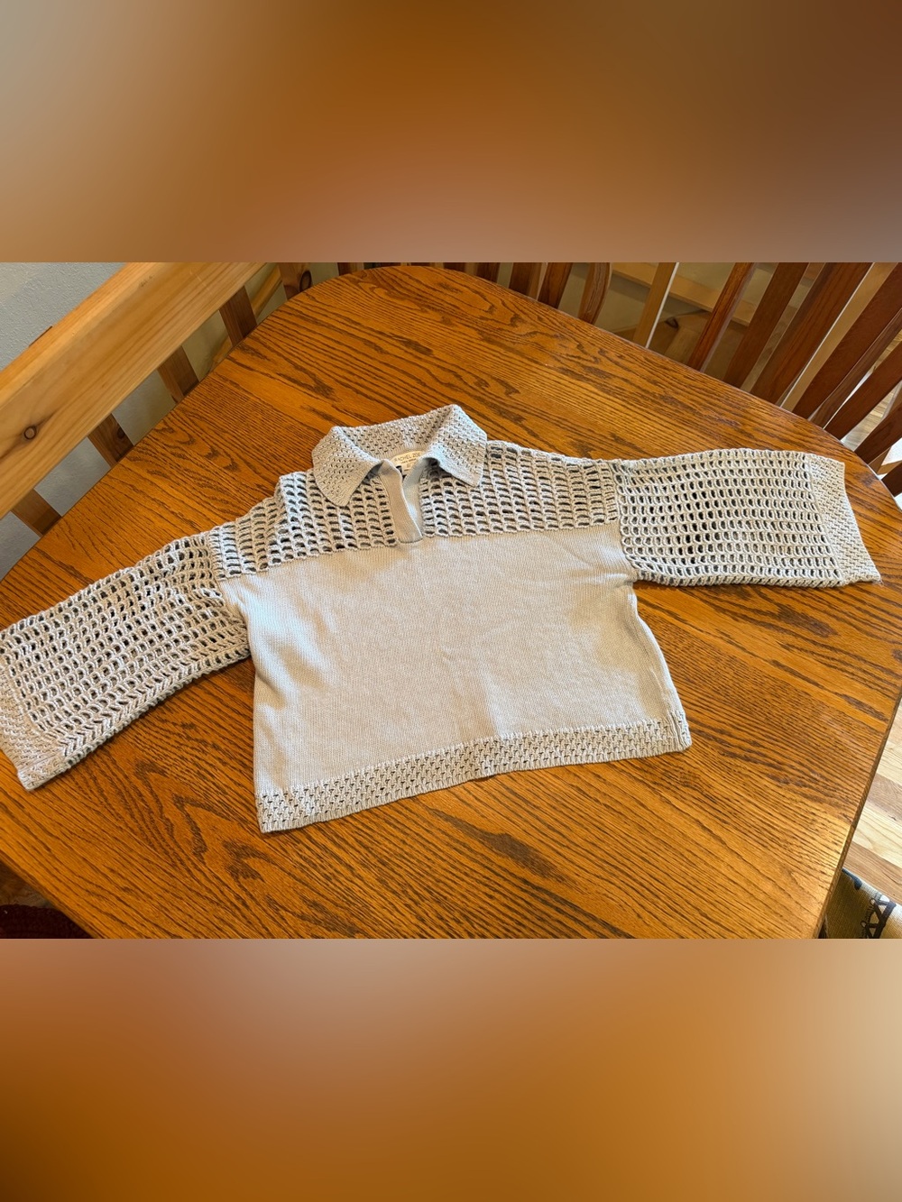 Rachel Zoe pullover sweater 3/4 flare sleeve baby blue - size large
